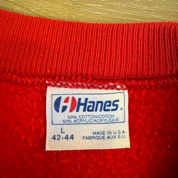 Vintage 80s Fly Wild Canadian Geese Red Sweatshirt Size Large Retro Cottagecore - Picture 4 of 6